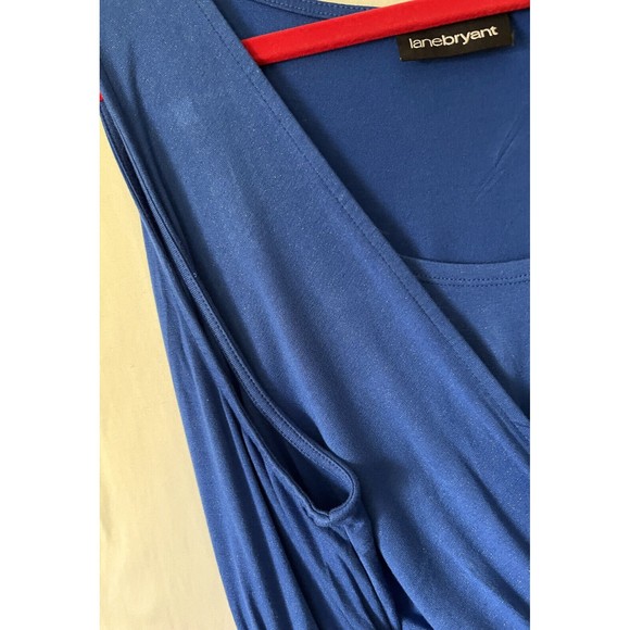 Lane Bryant Sleeveless Stretch Dress V Neck Blue Shimmer size 14/16 - Picture 7 of 11